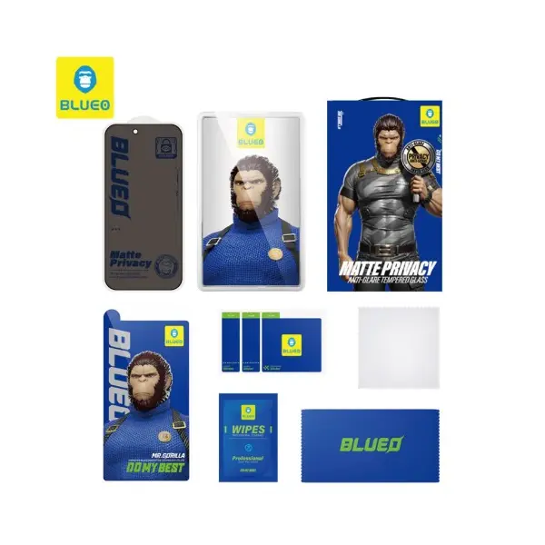 MR4_140733 Захисне скло blueo full cover anti-peep matte glass (privasy) для iphone 16 pro max, чорний PRC
