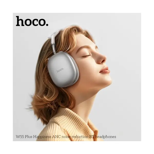 MR4_141569 Навушники накладні hoco w55 plus happiness anc noise червонийuction bt headphones, сірий 