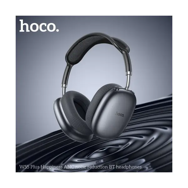 НАВУШНИКИ НАКЛАДНІ HOCO W55 PLUS HAPPINESS ANC NOISE ЧЕРВОНИЙUCTION BT HEADPHONES DEEP SPACE, СІРИЙ
