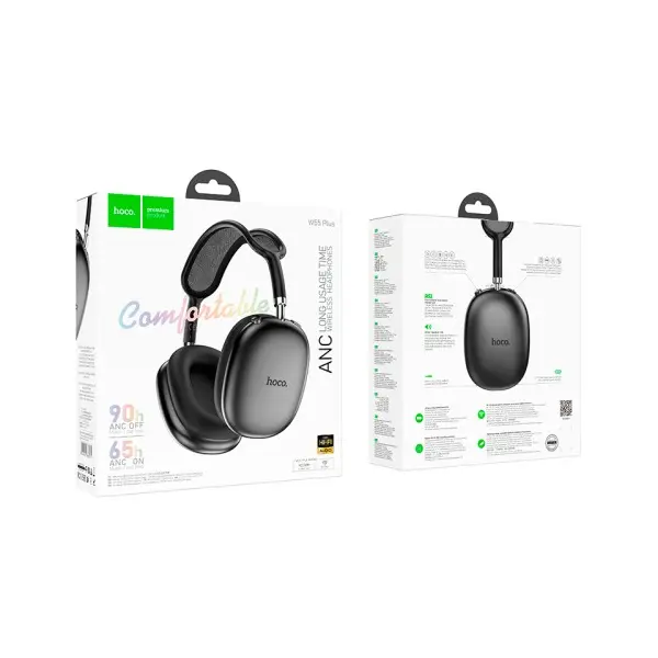 НАВУШНИКИ НАКЛАДНІ HOCO W55 PLUS HAPPINESS ANC NOISE ЧЕРВОНИЙUCTION BT HEADPHONES DEEP SPACE, СІРИЙ