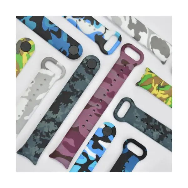 РЕМІНЕЦЬ ДЛЯ XIAOMI MI BAND 8, 9, 10 CAMOUFLAGE, ЧОРНИЙ-BLUE-БІЛИЙ