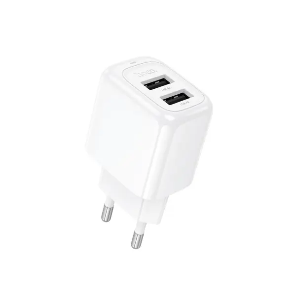 МЕРЕЖЕВИЙ ЗАРЯДНИЙ ПРИСТРІЙ HOCO CS51A SURPLUS DUAL-PORT CHARGER 2USB, 2,4A, БІЛИЙ