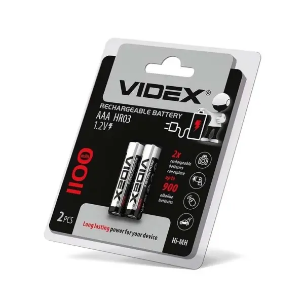 АКУМУЛЯТОР VIDEX R03 1100MAH (ПЕРЕДЗАРЯД) BLISTER 2