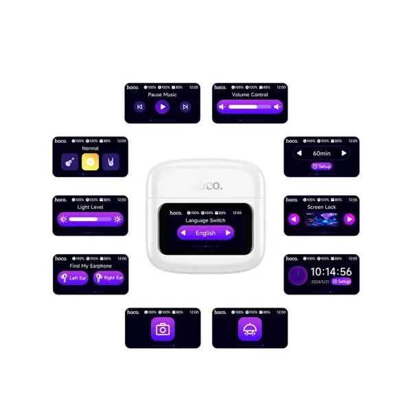 MR4_142613 Навушники бездротові hoco eq14 cool color true wireless bt headset with touch screen, білий 
