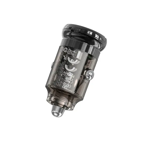 АВТОМОБІЛЬНИЙ ЗАРЯДНИЙ ПРИСТРІЙ HOCO Z53A VISION PD30W, QC3.0, TRANSPARENT, ЧОРНИЙ