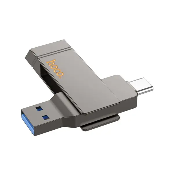 ФЛЕШ-НАКОПИЧУВАЧ USB-A, C HOCO UD15 CLEVER USB3.2 TYPE-C 128GB, СІРИЙ