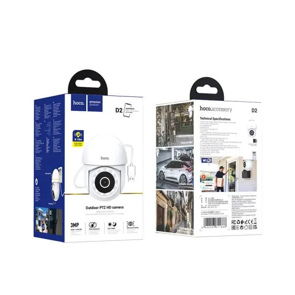 КАМЕРА ВІДЕОСПОСТЕРЕЖЕННЯ HOCO D2 OUTDOOR PTZ HD CAMERA, БІЛИЙ