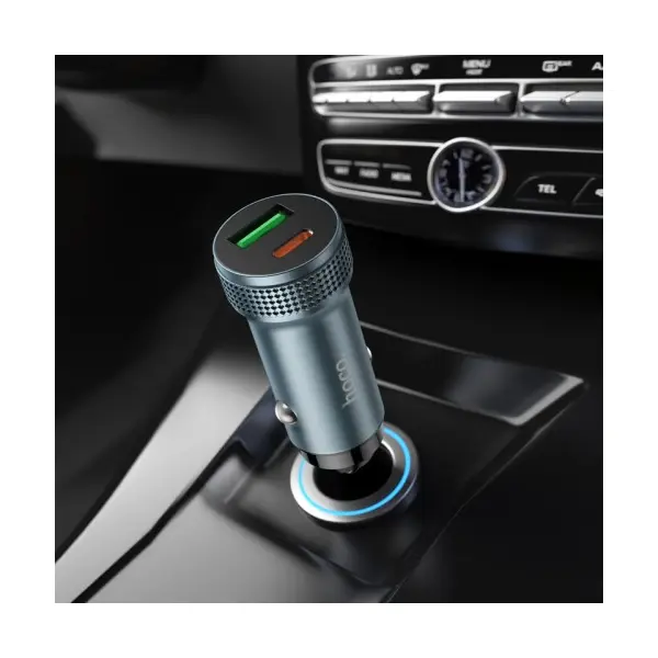 MR4_142600 Автомобільний зарядний пристрій hoco z49b level pd38w (1c1a) car charger metal, сірий HOCO