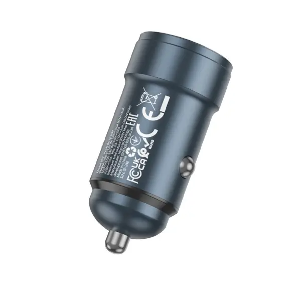 АВТОМОБІЛЬНИЙ ЗАРЯДНИЙ ПРИСТРІЙ HOCO Z57 GLORIOUS SINGLE-PORT PD30W CAR CHARGER METAL, СІРИЙ