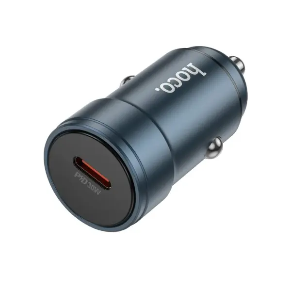 АВТОМОБІЛЬНИЙ ЗАРЯДНИЙ ПРИСТРІЙ HOCO Z57 GLORIOUS SINGLE-PORT PD30W CAR CHARGER METAL, СІРИЙ