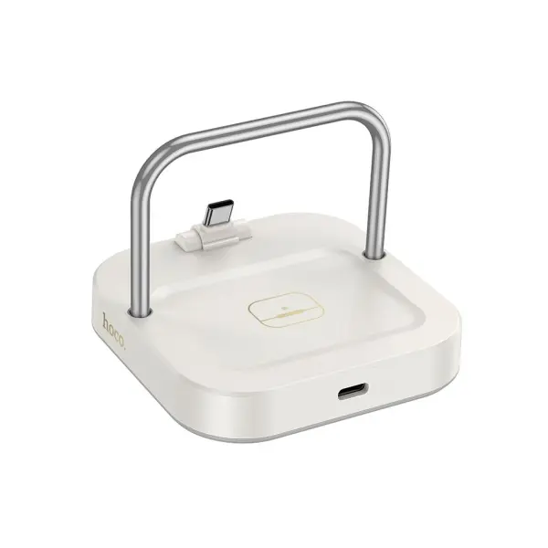 MR4_142607 Бездротовий зарядний пристрій magsafe hoco cq16b astute 2in1 desktop charger milky, білий 