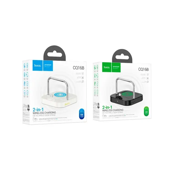 БЕЗДРОТОВИЙ ЗАРЯДНИЙ ПРИСТРІЙ MAGSAFE HOCO CQ16B ASTUTE 2IN1 DESKTOP CHARGER MILKY, БІЛИЙ