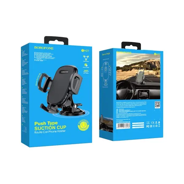MR4_142761 Автотримач borofone bh37 route push type suction cup, чорний 