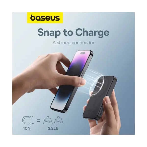 ЗОВНІШНІЙ АКУМУЛЯТОР POWER BANK BASEUS MAGNETIC MINI WIRELESS FAST CHARGE 5 000MAH 20W, ЧОРНИЙ P10022107113-00
