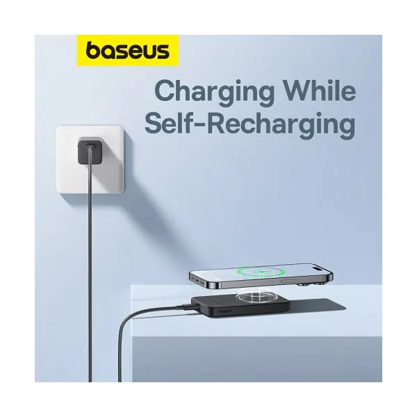 ЗОВНІШНІЙ АКУМУЛЯТОР POWER BANK BASEUS MAGNETIC MINI WIRELESS FAST CHARGE 5 000MAH 20W, ЧОРНИЙ P10022107113-00