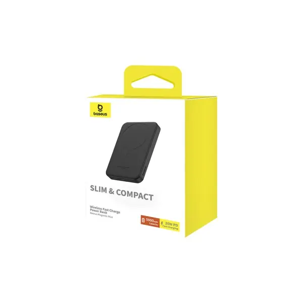 ЗОВНІШНІЙ АКУМУЛЯТОР POWER BANK BASEUS MAGNETIC MINI WIRELESS FAST CHARGE 5 000MAH 20W, ЧОРНИЙ P10022107113-00