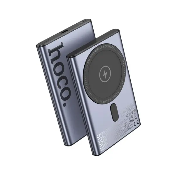 MR4_143167 Зовнішній акумулятор power bank hoco q32 bird pd20w wireless magnetic power bank (5000mah) metal, сірий 