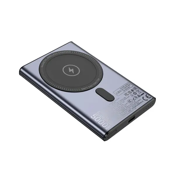 MR4_143167 Зовнішній акумулятор power bank hoco q32 bird pd20w wireless magnetic power bank (5000mah) metal, сірий 