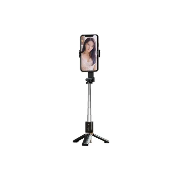 MR4_143097 Монопод xo ss10 mini tripod stand bluetooth selfie stick 80cm (with mirror), чорний 