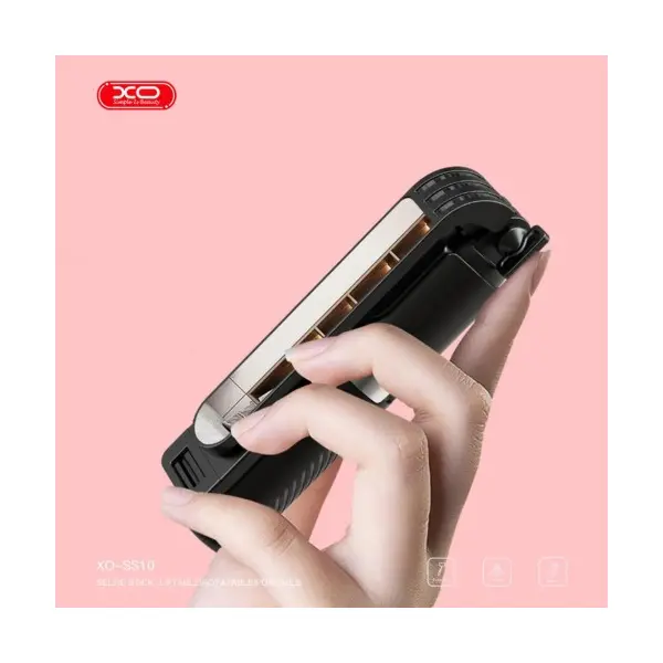 MR4_143097 Монопод xo ss10 mini tripod stand bluetooth selfie stick 80cm (with mirror), чорний 