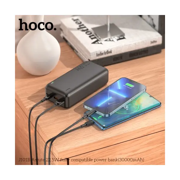 ЗОВНІШНІЙ АКУМУЛЯТОР POWER BANK HOCO J101B ASTUTE 22.5W FULLY COMPATIBLE 30 000MAH, ЧОРНИЙ