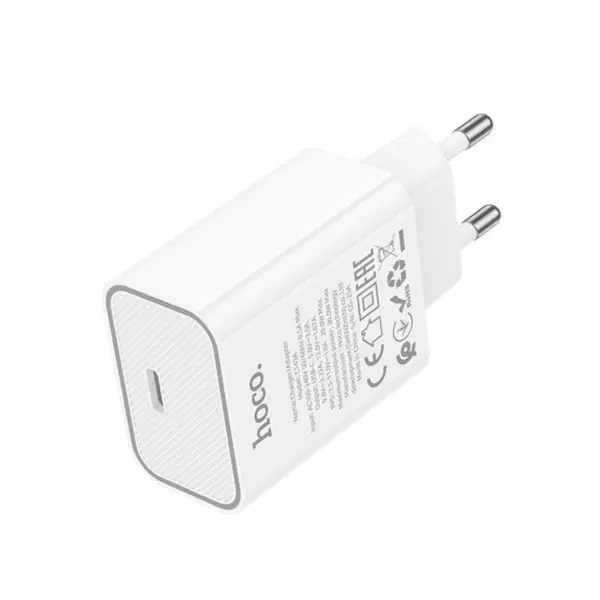 МЕРЕЖЕВИЙ ЗАРЯДНИЙ ПРИСТРІЙ HOCO C143A BENEFIT 1TYPE-C, PD20W, БІЛИЙ