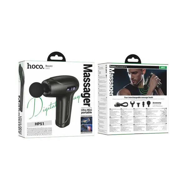 MR4_143226 Масажер hoco hp51 electric mini silent fascia gun, чорний 