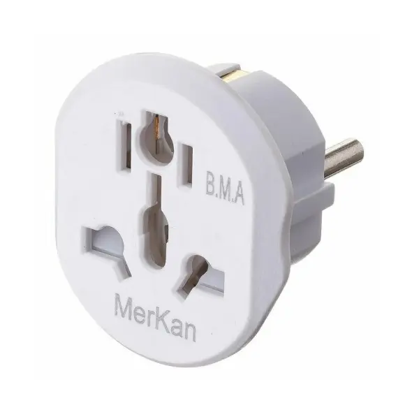 МЕРЕЖИВНИЙ ПЕРЕХІДНИК TRAVEL ADAPTOR MERKAN EU, БІЛИЙ