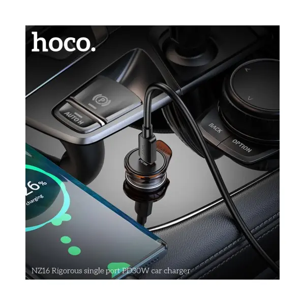 АВТОМОБІЛЬНИЙ ЗАРЯДНИЙ ПРИСТРІЙ HOCO NZ16 RIGOROUS SINGLE PORT PD30W METAL, СІРИЙ