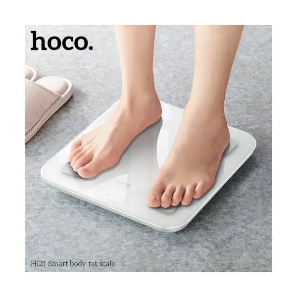 ВАГИ ЕЛЕКТРОННІ HOCO HI21 SMART BODY FAT SCALE, РОЗУМНІ, БІЛИЙ