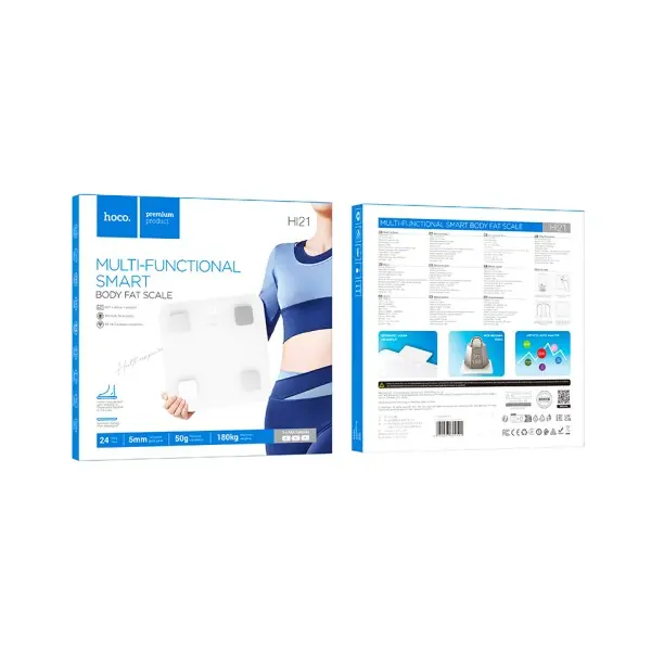 ВАГИ ЕЛЕКТРОННІ HOCO HI21 SMART BODY FAT SCALE, РОЗУМНІ, БІЛИЙ