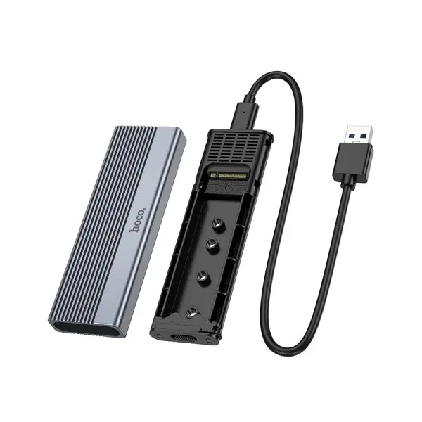 КОРПУС ДЛЯ ЗОВНІШНЬОГО SSD ДИСКУ HOCO HB47 M.2 SSD ENCLOSURE (USB-A3.1, 6GBPS), СІРИЙ