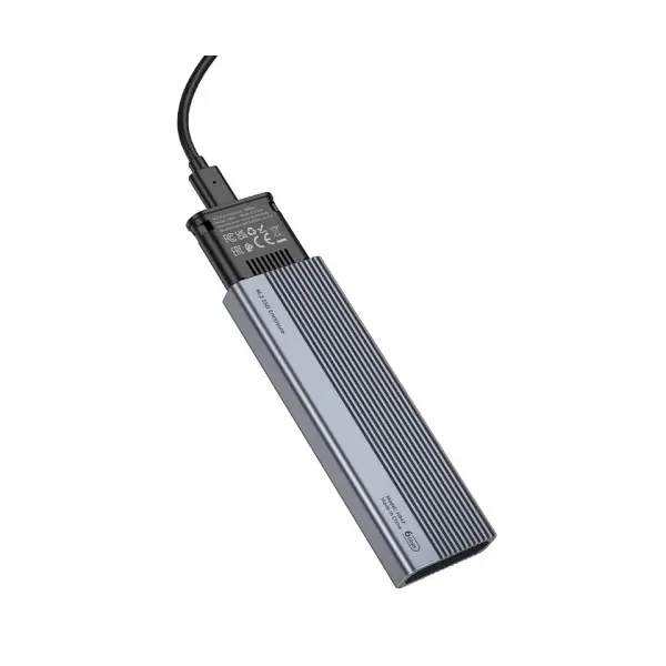 КОРПУС ДЛЯ ЗОВНІШНЬОГО SSD ДИСКУ HOCO HB47 M.2 SSD ENCLOSURE (USB-A3.1, 6GBPS), СІРИЙ