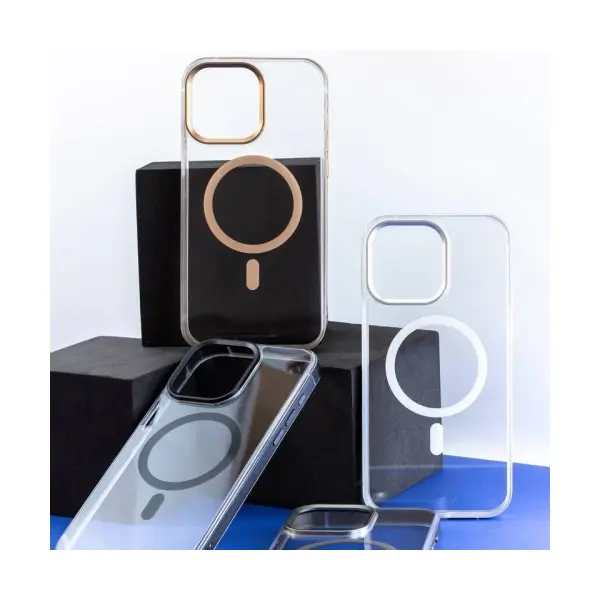 ЧОХОЛ DULERO METAL CLEAR MAGSAFE CASE ДЛЯ IPHONE 15 PRO, СІРИЙ