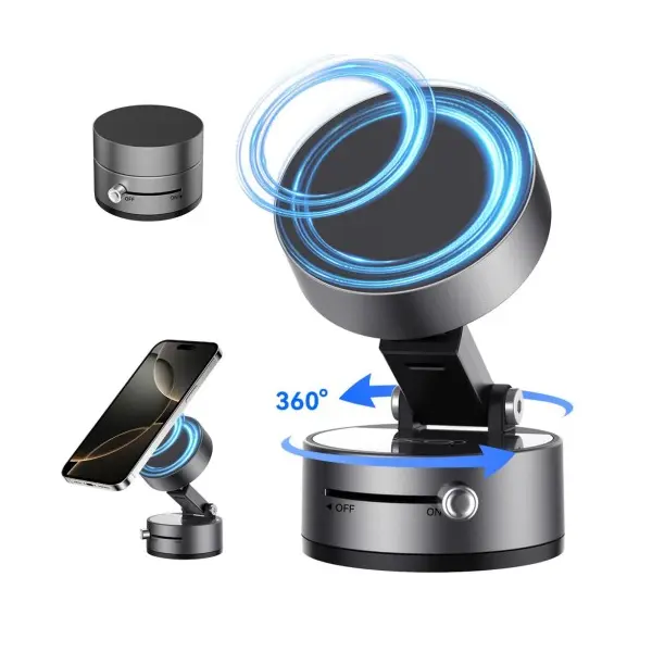 АВТОТРИМАЧ XO C170 VACUUM SUCTION CUP MANUAL LATCH MAGNETIC HOLDER, СІРИЙ