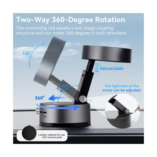 АВТОТРИМАЧ XO C170 VACUUM SUCTION CUP MANUAL LATCH MAGNETIC HOLDER, СІРИЙ