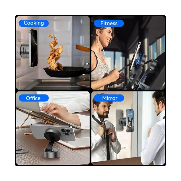 АВТОТРИМАЧ XO C170 VACUUM SUCTION CUP MANUAL LATCH MAGNETIC HOLDER, СІРИЙ