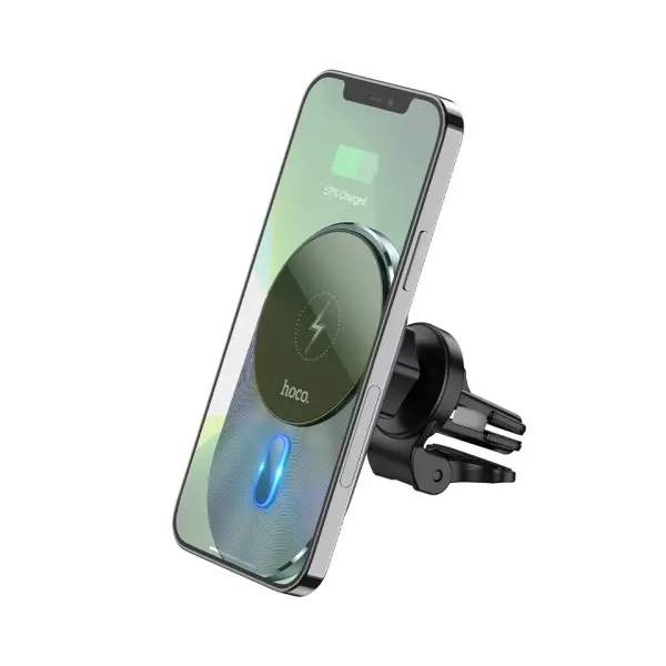 БЕЗДРОТОВИЙ АВТОМОБІЛЬНИЙ ЗАРЯДНИЙ ПРИСТРІЙ HOCO CA91 MAGIC MAGNETIC WIRELESS FAST CHARGING CAR HOLDER 5W-15W, СІРИЙ