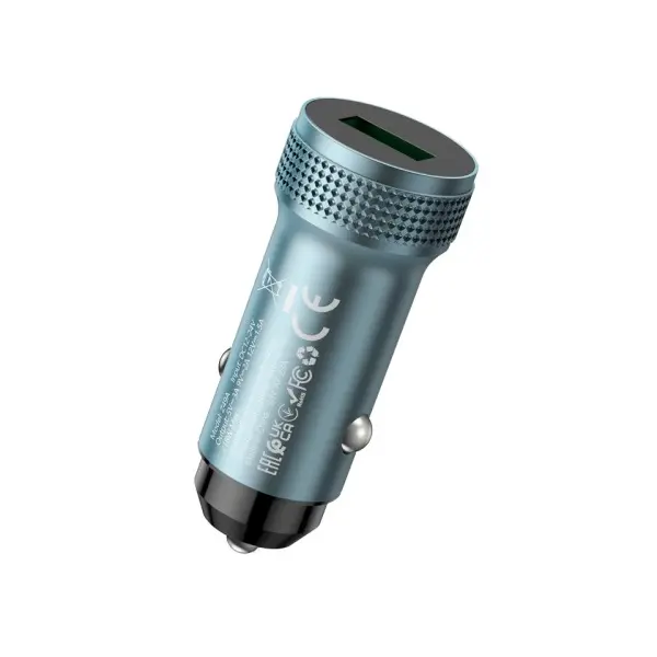 АВТОМОБІЛЬНИЙ ЗАРЯДНИЙ ПРИСТРІЙ HOCO Z49A LEVEL SINGLE PORT QC3.0 CAR CHARGER METAL, СІРИЙ
