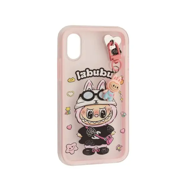 ЧОХОЛ LABUBU (З БРЕЛКОМ) ДЛЯ IPHONE X, XS РОЖЕВИЙ
