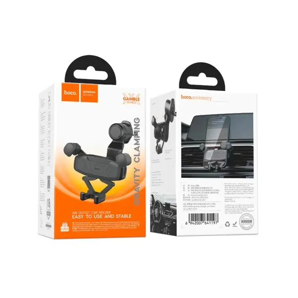 АВТОТРИМАЧ HOCO H66 GAMBLE GRAVITY LINKAGE CAR HOLDER (AIR OUTLET), ЧОРНИЙ