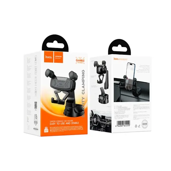 MR4_144054 Автотримач hoco h67 gamble gravity linkage car holder (center console), чорний 
