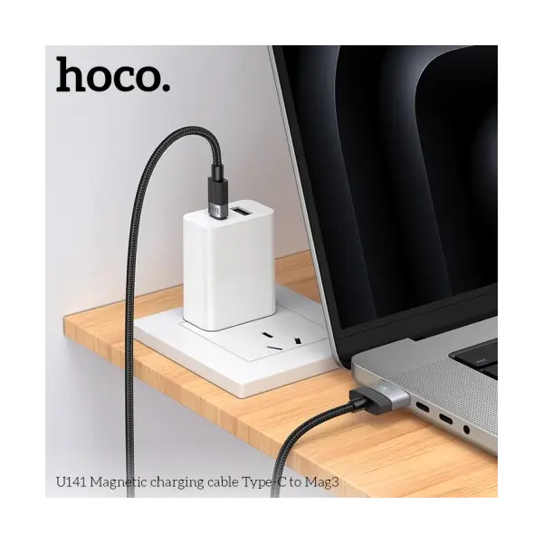 MR4_144056 Кабель pd hoco u141 magnetic charging cable type-c to mag3 140w (28v, 5a) 1.8m, чорний 