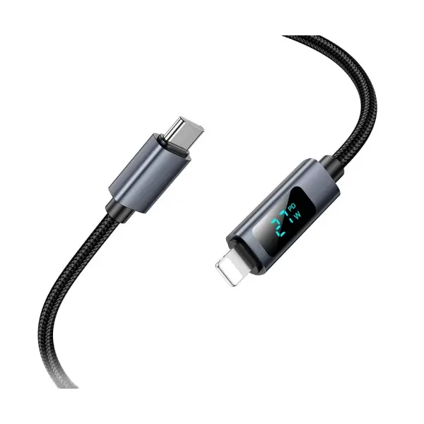 КАБЕЛЬ PD HOCO X112 FAVOR CHARGING DATA CABLE WITH DISPLAY IP 27W, 1M, ЧОРНИЙ
