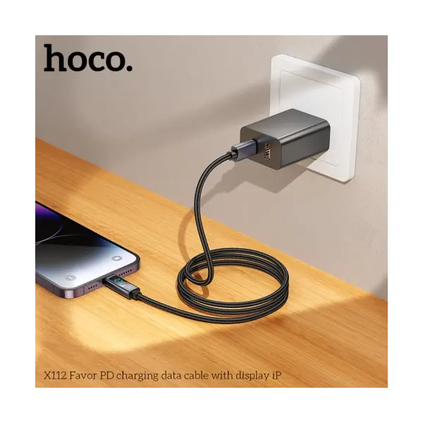 КАБЕЛЬ PD HOCO X112 FAVOR CHARGING DATA CABLE WITH DISPLAY IP 27W, 1M, ЧОРНИЙ