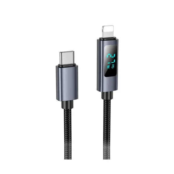 КАБЕЛЬ PD HOCO X112 FAVOR CHARGING DATA CABLE WITH DISPLAY IP 27W, 1M, ЧОРНИЙ