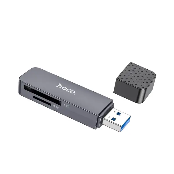 КАРТРИДЕР HOCO HB45 SPIRIT 2IN1 USB 2.0 CARD READER, СІРИЙ