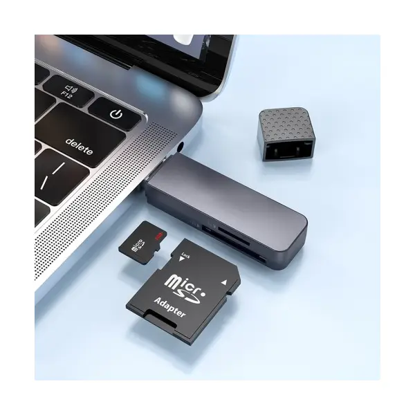 КАРТРИДЕР HOCO HB45 SPIRIT 2IN1 USB 3.0 CARD READER, СІРИЙ