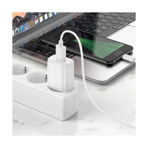 MR4_144018 Мережевий зарядний пристрій hoco c134a solid single-port charger set 2,4a (micro), білий 
