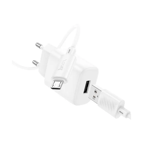 MR4_144018 Мережевий зарядний пристрій hoco c134a solid single-port charger set 2,4a (micro), білий 